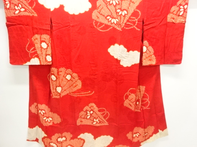 JAPANESE KIMONO / ANTIQUE JUBAN / SILK / MON KINSHA / SHIBORI / BAMBOO GRASS